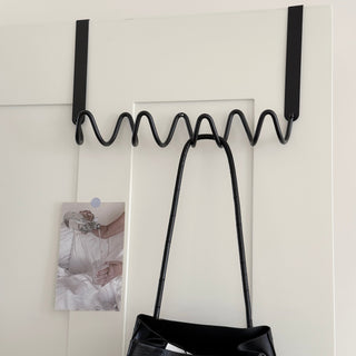 Black Wavy Door Hooks  3 Types   Hanger Hooks   Suitable for Rental Properties  No Drilling Required