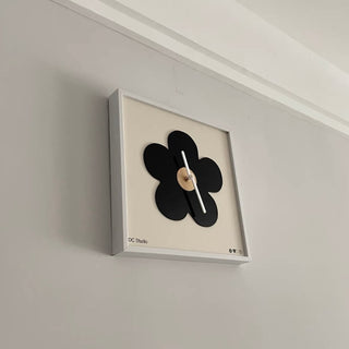 Flower motif square wall clock flower
