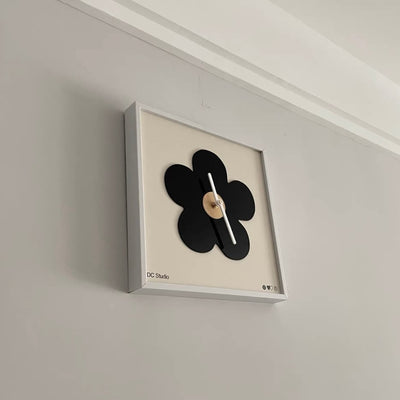 Flower motif square wall clock flower
