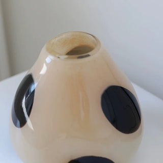 Black Dot Stripe Glass Flower Vase