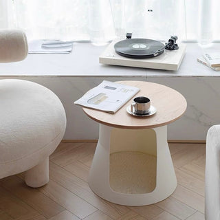 PetHouse Wood Top Round Side Table  Sofa Table Cat House Multifunctional