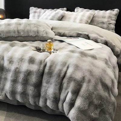 Gradient Fluffy Soft Duvet Cover Set  Bed Cover Bedding Cover