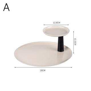 Monochrome Movable Two-Tier Round Tray  Storage