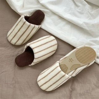 Striped fluffy simple room shoes  4 sizes indoor slippers