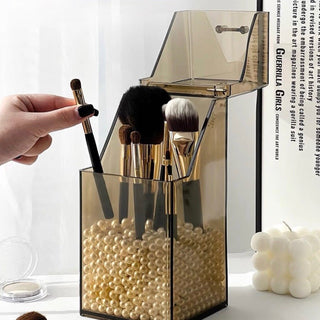 Clear Color Pearl Brush Stand  Storage Box