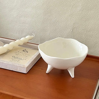 Footed Nuance Ceramic Bowl Tray White