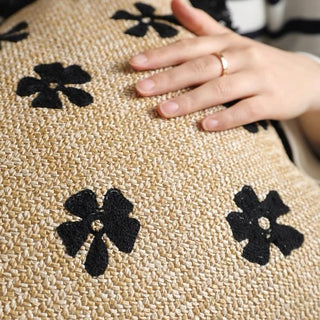 Straw material Flower fringe cushion cover 45 x 45 cm