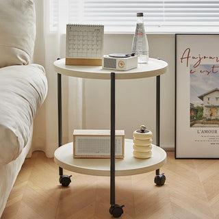 Round side table with castersin  wagon