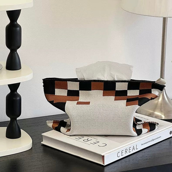 Mosaic Pattern Knit Tissue Case   Hanging Type