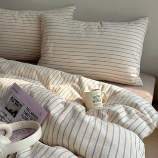 Mixed Color Stripe Cotton Duvet Cover Set  All Season