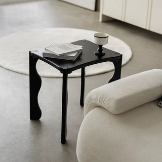Black Wave Leg Square Compact Side Table