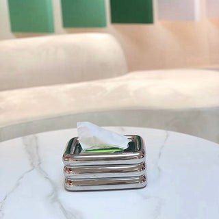 Ceramic Three-Tier Chubby Tissue Case Silver