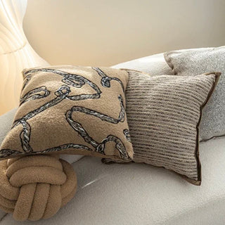 Brown Mix Embroidered Stripe Cushion Cover  45 x 45 cm
