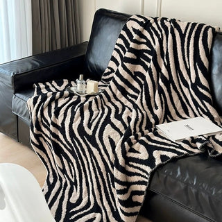 Zebra print large blanket 140 x 180 cm lap blanket knit