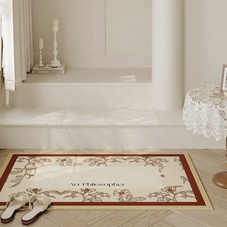 Brown floral pattern water-repellent entrance mat 50x80