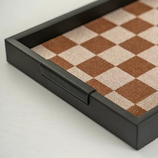 Black Iron Checkerboard Tray   in  and 2 Sizes  Storage