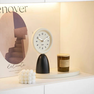 Round Clock with Tray   Table Clock Decorative Object