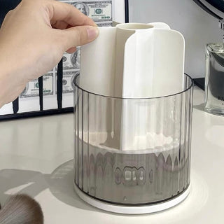 360 Degree Rotating Brush Stand with Cosmetic Storage Rack