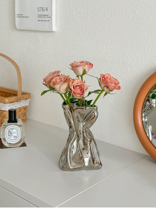 Pleated Ceramic Flower Vase