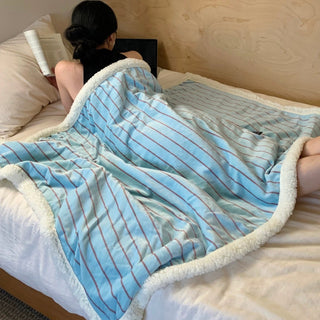 Color Stripe Pattern Fluffy Soft Blanket 100 x 150 cm Blanket Throw