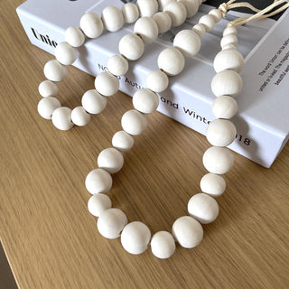 Set of 2 Wooden Bead Curtain Holders White