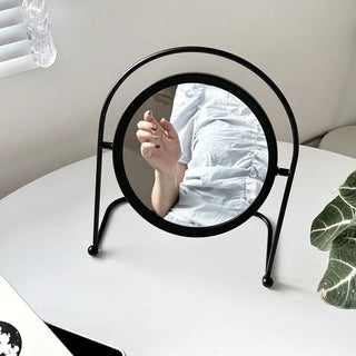 Iron Frame Round Rotating Mirror  Tabletop Mirror