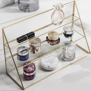 Gold Frame Clear Three-Tier Cosmetic Storage Rack