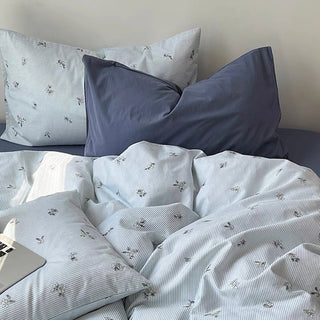 Flower Stripe Duvet Cover Set