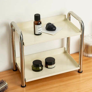 Stainless steel silver frame two-tier storage rack