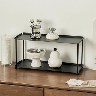Stainless steel black painted two-tier display rack storage
