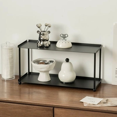 Stainless steel black painted two-tier display rack storage