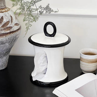 Two-tone ceramic stand tissue case