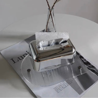 Silver Metallic Simple Tissue Case