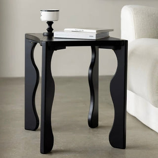 Black Wave Leg Square Compact Side Table
