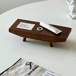 Footed Acacia Wood Long Plate Tray