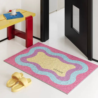 Colorful wave pattern entrance mat 50 x 80 cm for removing mud.