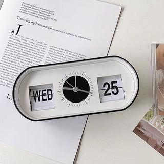 Monochrome Analog Clock Desk Clock with Alarm Function