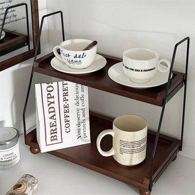 Wood Wire Retro Two-Tier Storage Rack Spice Rack
