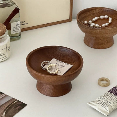 Legged Wooden Round Mini Accessory Tray Storage Tray