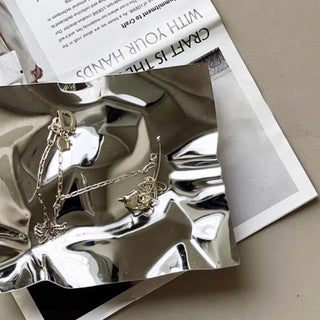 Stainless steel mirror silver tray accessory storage