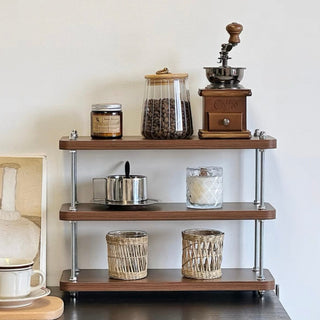 Wood Silver Three-Tier Storage Display Rack Perfume Storage