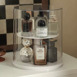 360 Degree Rotating Clear Perfume & Cosmetics Storage Two-Tier Display Rack