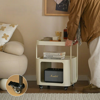 Castered Iron Glass Square Storage Wagon  Side Table