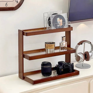 Wood Clear Acrylic Three-Tier Storage Display Rack Perfume Storage