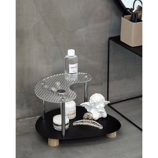 Acrylic Wood Wave Two-Tier Storage Rack  with Tray