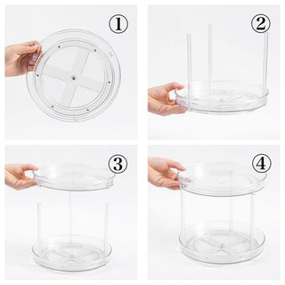Clear Acrylic Rotating Three-Tier Rack Cosmetic Storage Tray