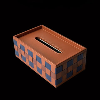 Box-shaped braided faux leather tissue case