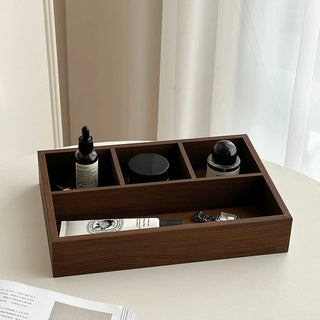 Thin Wood Divider Shallow Storage Box Cosmetics Small Item Tray
