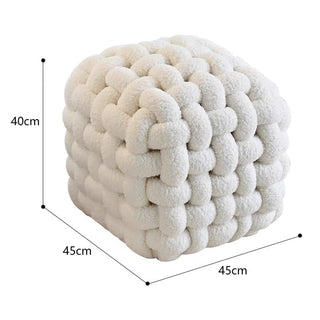 Boucle knitted stool white dresser chair ottoman