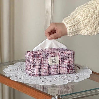 Pink Mix Tweed Tissue Case  Tissue Cover